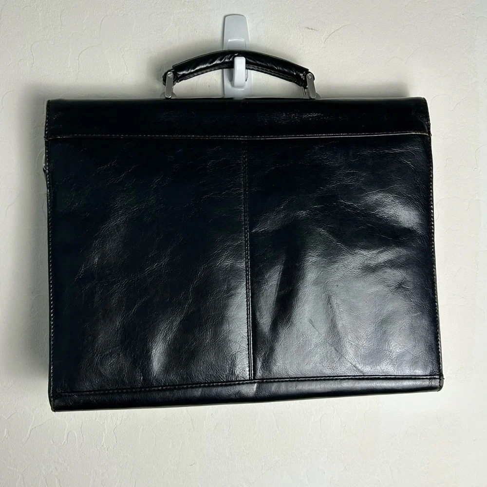 Kenneth Cole Midnight Black Leather Briefcase